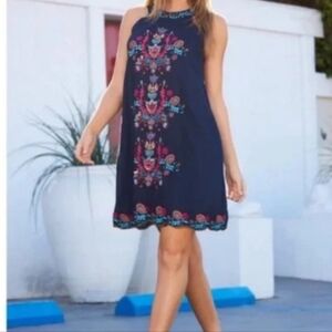 LulaSoul Navy Embroidery Sequin Dress S